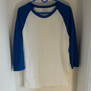 21men Classic White and Blue Raglan Tee
